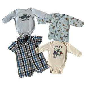 Multi Brand Baby Boy's Set of 4 Bodysuits Multicolor 100% Cotton Size 3-6 M